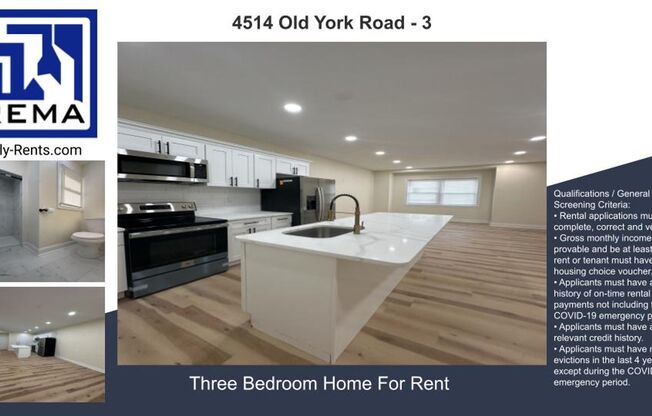 3 beds, 1 bath, $1,299, Unit Unit #3