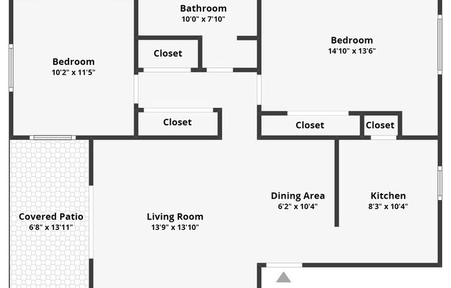 2 beds, 1 bath, 875 sqft, $1,100, Unit Unit C