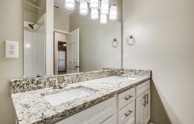 Vanity Lights at The Canyons Apartments, Fort Worth