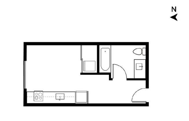 Studio, 1 bath, 360 sqft, $1,395, Unit 405