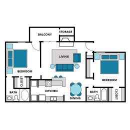 2 beds, 2 baths, 1,004 sqft, $1,713