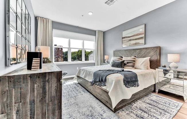 Bedroom With Expansive Windows at One500, New Jersey