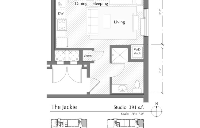Studio, 1 bath, 391 sqft, $1,050, Unit #310