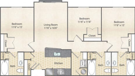 3 beds, 3 baths, 1,130 sqft, $2,125