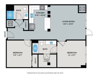 2 beds, 2 baths, 1,122 sqft, $2,622
