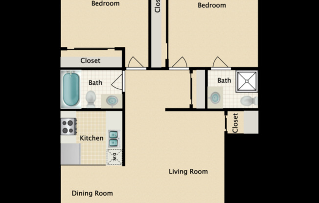 2 beds, 2 baths, 800 sqft, $2,704