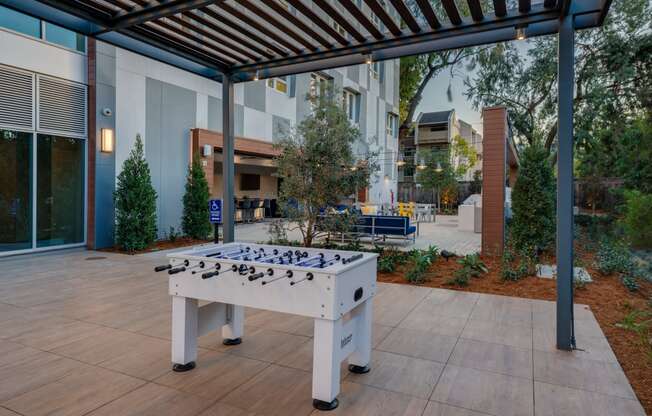 foosball table in the courtyard of Ladera