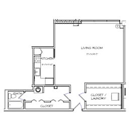 Studio, 1 bath, 564 sqft, $1,577