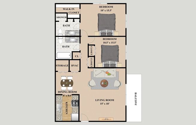 2 beds, 2 baths, 947 sqft, $1,115, Unit 3502
