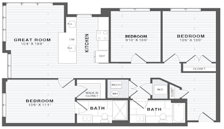 2 beds, 2 baths, 1,268 sqft, $3,146