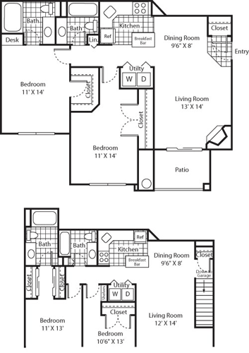 2 beds, 2 baths, 956 sqft, $2,406, Unit 2635