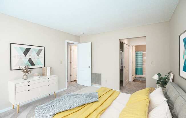 Bedroom with Closet at Glen at Bogey Hills, St. Charles, MO