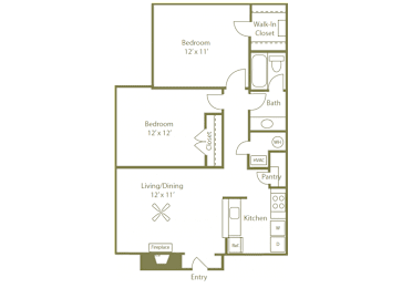 2 beds, 1 bath, 826 sqft, $1,380
