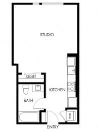 Studio, 1 bath, 518 sqft, $1,885