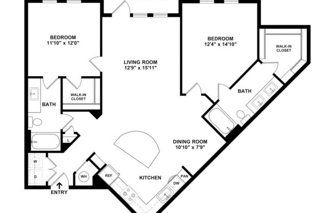 2 beds, 2 baths, 1,212 sqft, $2,345