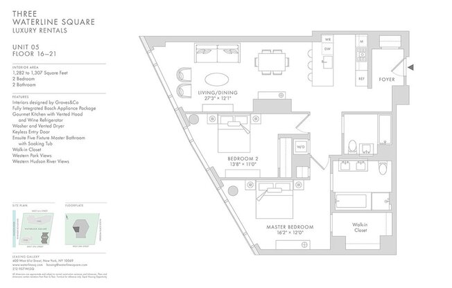 2 beds, 2 baths, 1,285 sqft, $12,014, Unit 2005
