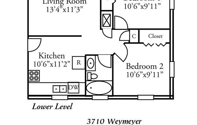 2 beds, 1 bath, $845, Unit 2