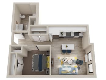 1 bed, 1 bath, 640 sqft, $1,556