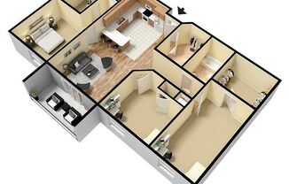 3 beds, 2 baths, 1,336 sqft, $1,355, Unit 204D