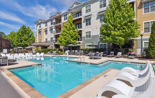 our apartments have a resort style pool with lounge chairs