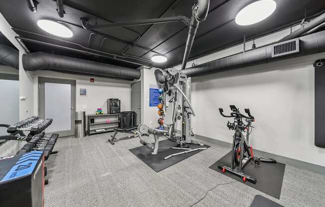 River 595 fitness center with cardio and strength-training equipment