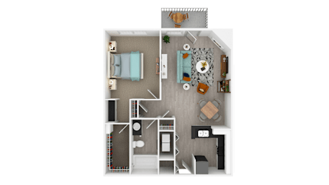 1 bed, 1 bath, 736 sqft, $1,298