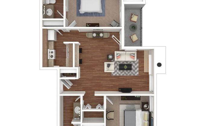 2 beds, 2 baths, 936 sqft, $1,580