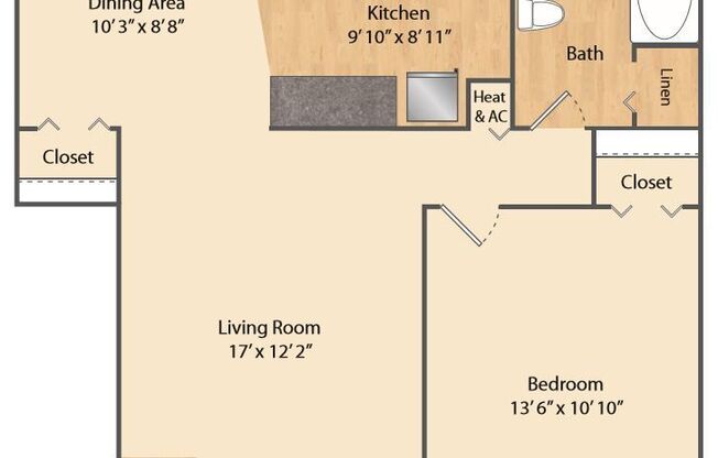 1 bed, 1 bath, 661 sqft, $1,468