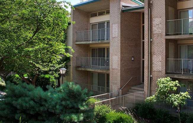 Exterior view of balconies at Tysons Glen Apartments and Townhomes, Virginia, 22043