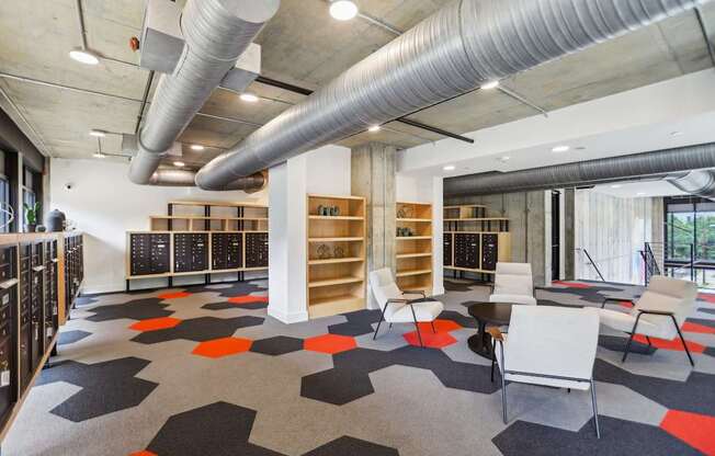 Mail area with seating lounge