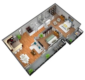 2 beds, 2 baths, 1,000 sqft, $1,663