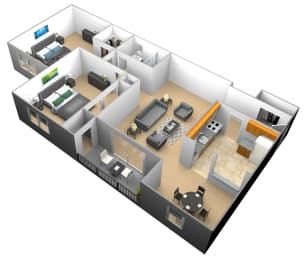 2 beds, 1 bath, 1,072 sqft, $1,435