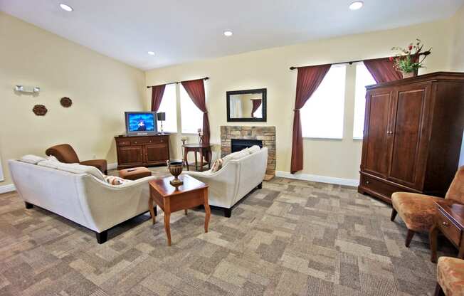 a living room with couches and a tv