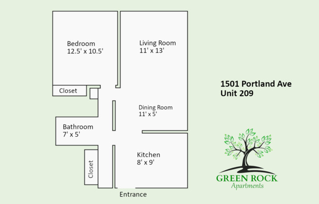 1 bed, 1 bath, 550 sqft, $1,150, Unit 206
