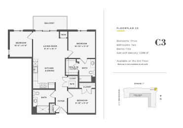 3 beds, 2 baths, 1,098 sqft, $2,700