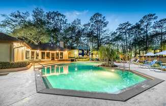 pool view with new building color at Northlake Apartments, Jacksonville, FL