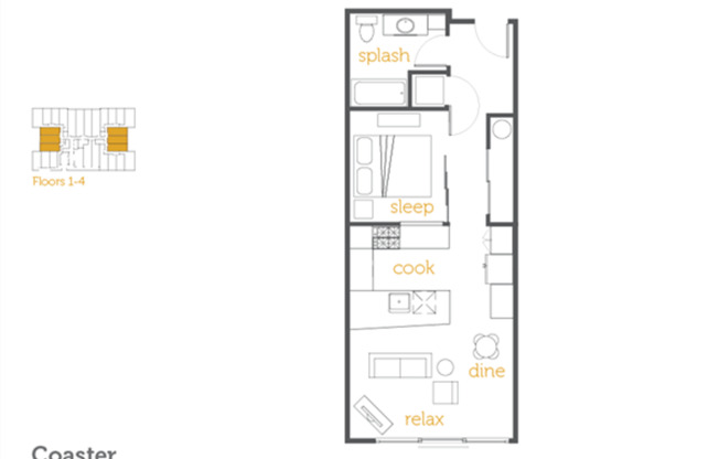1 bed, 1 bath, 595 sqft, $1,750, Unit 202
