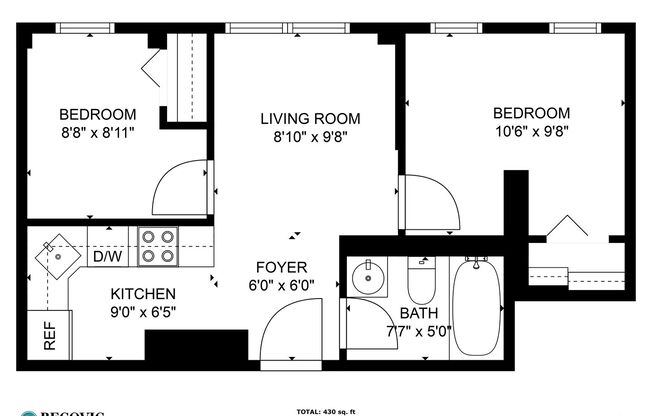 2 beds, 1 bath, 430 sqft, $1,875, Unit 3H