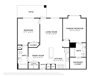 2 beds, 2 baths, 1,002 sqft, $1,539