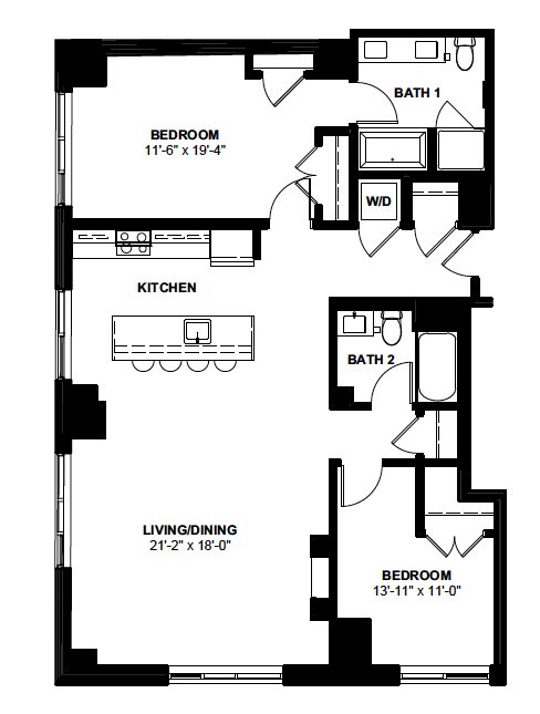 2 beds, 2 baths, 1,253 sqft, $7,080, Unit PH-1126