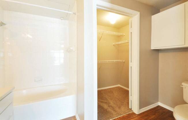 Huge Bathroom and Closet Space at Stoneleigh on Cartwright Apartments, J Street Property Services, Texas