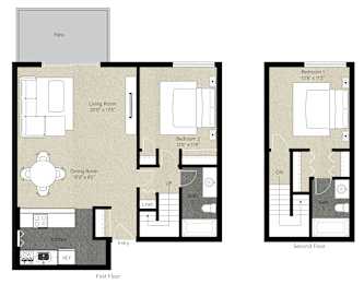 2 beds, 2 baths, 1,129 sqft, $3,075
