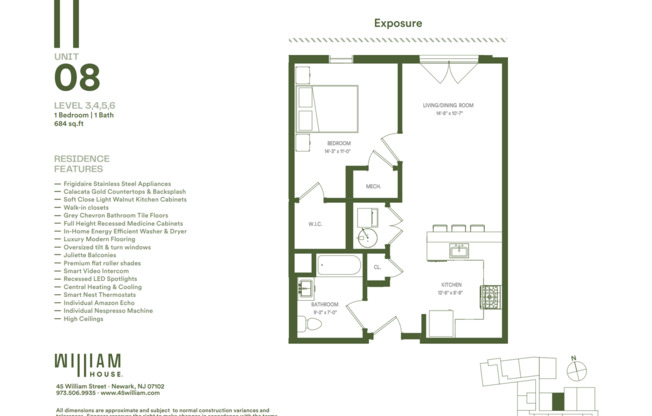 1 bed, 1 bath, 684 sqft, $2,450, Unit 407