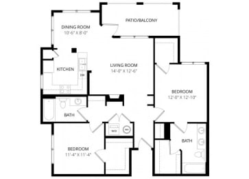 2 beds, 2 baths, 1,120 sqft, $1,825