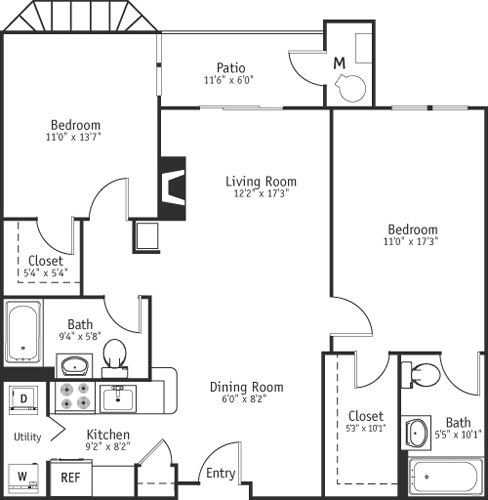 2 beds, 2 baths, 1,137 sqft, $3,280