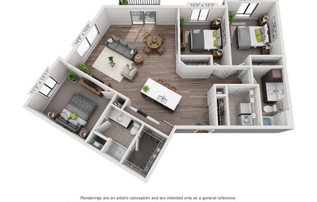 3 beds, 2 baths, 1,387 sqft, $1,745, Unit 112