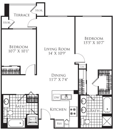 2 beds, 2 baths, 1,101 sqft, $2,933, Unit 439