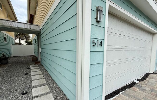 4 Bed 3 Bath Fully Furnished Modern Home with 2 Car Garage just 2 Blocks from the Beach! Pet Friendly with Fenced in Backyard, Second Floor Balcony & Fully Equipped Kitchen!