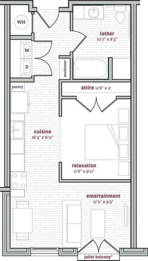 Studio, 1 bath, 646 sqft, $1,566