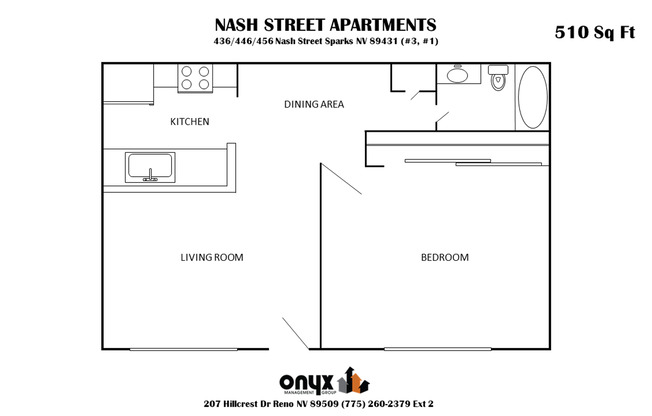 1 bed, 1 bath, 510 sqft, $1,045